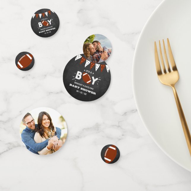 It's A Boy! Football Themed Baby Shower Photo Confetti (Group)