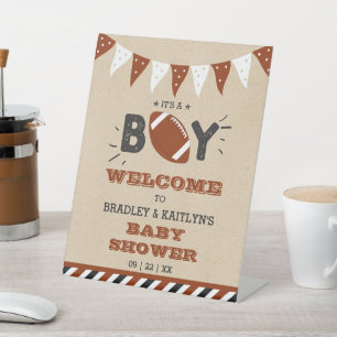 It's A Boy! Football Themed Baby Shower Welcome Pedestal Sign