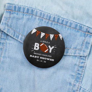 It's A Boy! Football Themed Co-ed Baby Shower 6 Cm Round Badge