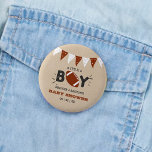 It's A Boy! Football Themed Co-ed Baby Shower 6 Cm Round Badge<br><div class="desc">These buttons are perfect for anyone having a baby shower this year. This design is easy to personalise with your special event wording and your guests will be thrilled when they see these fabulous party buttons. Matching items can be found in the collection.</div>