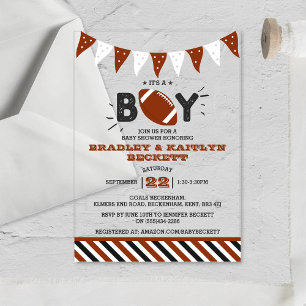It's A Boy! Football Themed Co-ed Baby Shower Acrylic Invitations