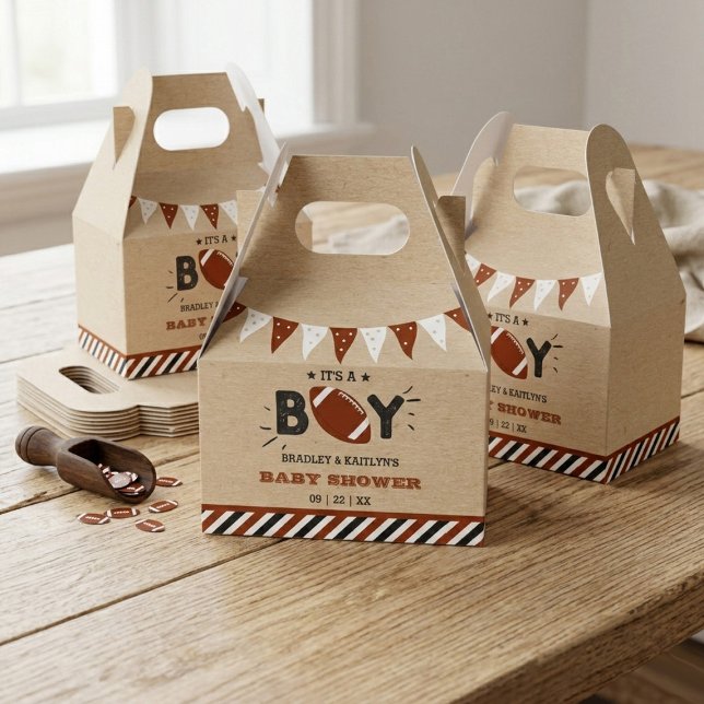 It's A Boy! Football Themed Co-ed Baby Shower Favour Box (Creator Uploaded)