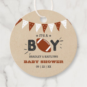 It's A Boy! Football Themed Co-ed Baby Shower Favour Tags