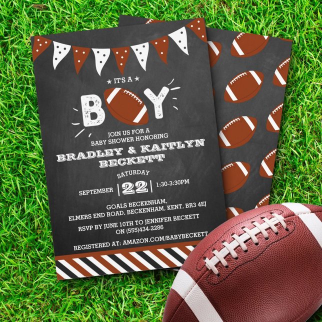 It's A Boy! Football Themed Co-ed Baby Shower Invitation (Creator Uploaded)