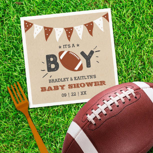 It's A Boy! Football Themed Co-ed Baby Shower Napkin