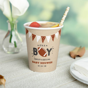 It's A Boy! Football Themed Co-ed Baby Shower Paper Cups