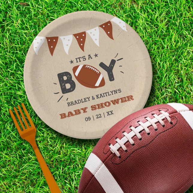 It's A Boy! Football Themed Co-ed Baby Shower Paper Plate (Creator Uploaded)