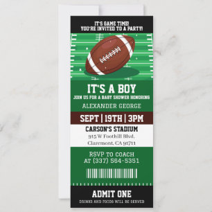 It's A Boy Football Ticket Baby Shower Invitation