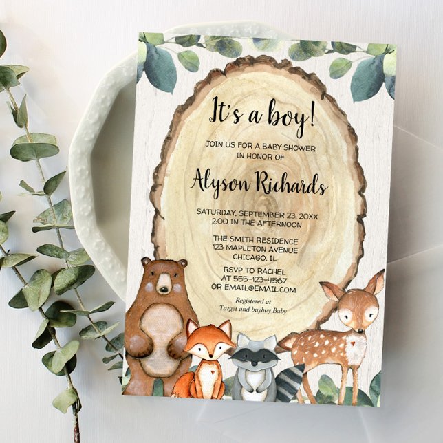 It's a boy forest friends woodland baby shower invitation (Creator Uploaded)