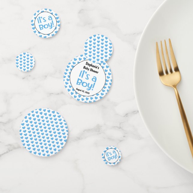 It's a Boy Fun Blue Hearts Custom Baby Shower Confetti (Group)