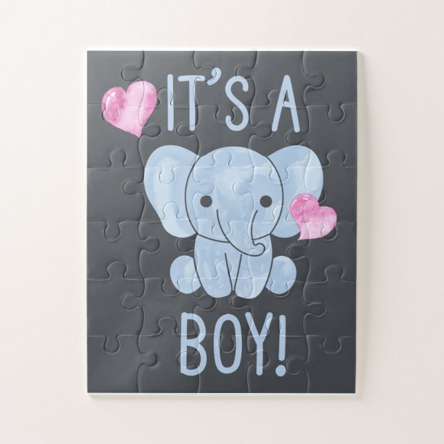 It's a Boy Gender Announcement Baby Shower Jigsaw Puzzle (Vertical)