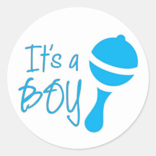 It's a boy Gender reveal Baby Shower Blue Classic Round Sticker