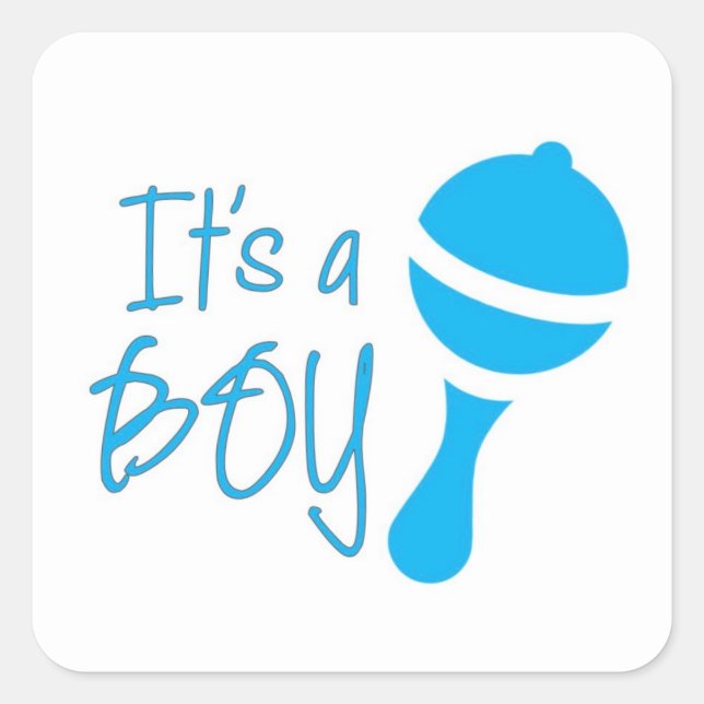 It's a boy Gender reveal Baby Shower Blue Classic Square Sticker (Front)