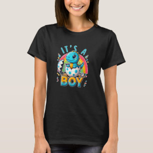 It's A Boy Gender Reveal Baby Shower Dinosaur Rain T-Shirt