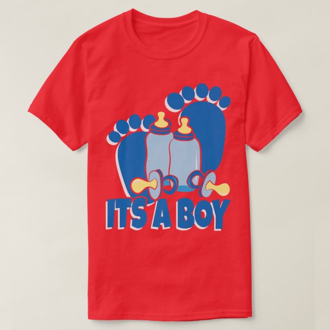 It's A Boy Gender Reveal Baby Shower Proud Mum  T-Shirt (Design Front)