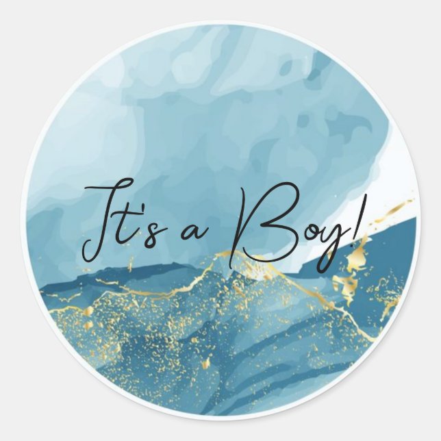 It's a Boy! Gender Reveal Classic Round Sticker (Front)