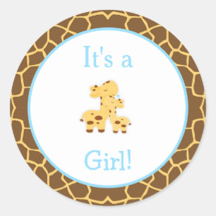 It's a Boy Giraffe Baby Shower Classic Round Sticker