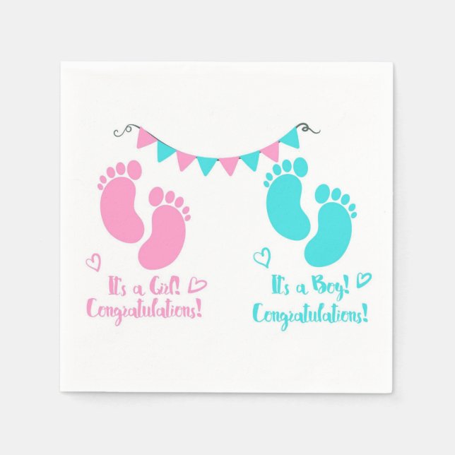 It's A Boy Girl Twin Baby Shower Napkin (Front)