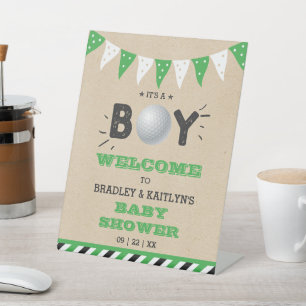 It's A Boy! Golf Themed Baby Shower Welcome Pedestal Sign