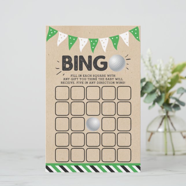 It's A Boy! Golf Themed Co-ed Baby Shower Bingo (Standing Front)