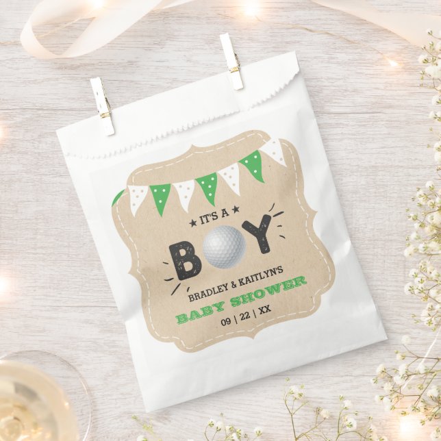 It's A Boy! Golf Themed Co-ed Baby Shower Favour Bags (Clipped)