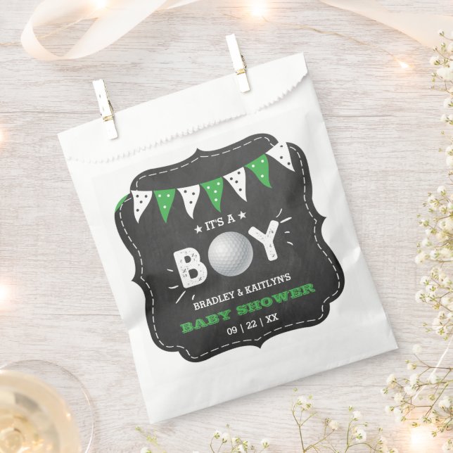 It's A Boy! Golf Themed Co-ed Baby Shower Favour Bags (Clipped)