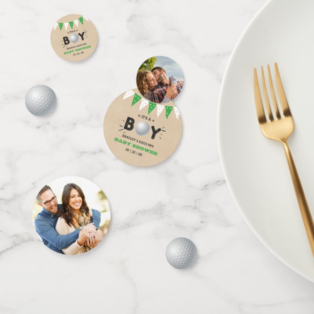 It's A Boy! Golf Themed Co-ed Baby Shower Photo Confetti (Group)
