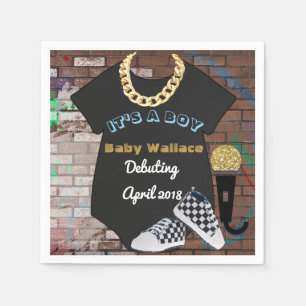 It's a BOY Hip Hop Throwback Baby Shower Napkin