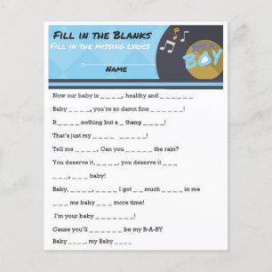 It's a BOY Hip Hop Urban Baby Shower Game Flyer