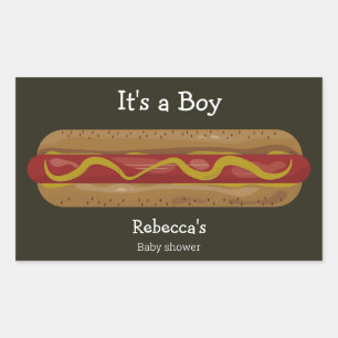 It's a boy hot dog baby shower rectangular sticker