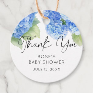  It's a Boy Hydrangea Blue Flowers Baby Shower Favour Tags