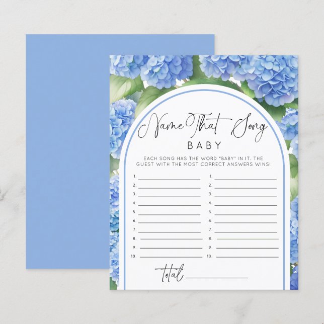 It's a Boy Hydrangea Name Song Baby Shower Games (Front/Back)