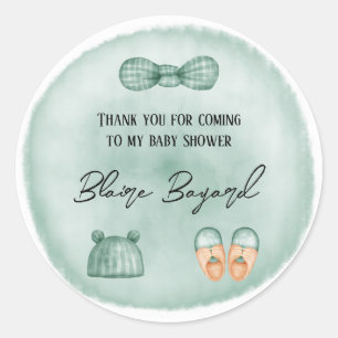 It's A Boy In Mint Green Baby Shower Thank You Classic Round Sticker