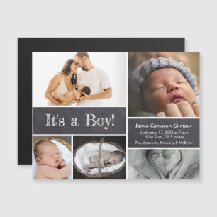 It's a boy! Introducing Baby photo collage Magnetic Invitation