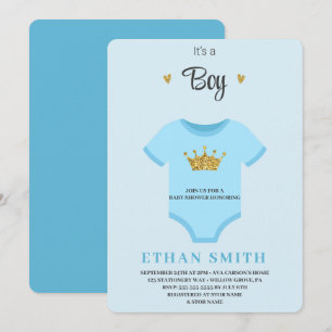 It's a Boy Invitation With Blue Bodysuit Newborn