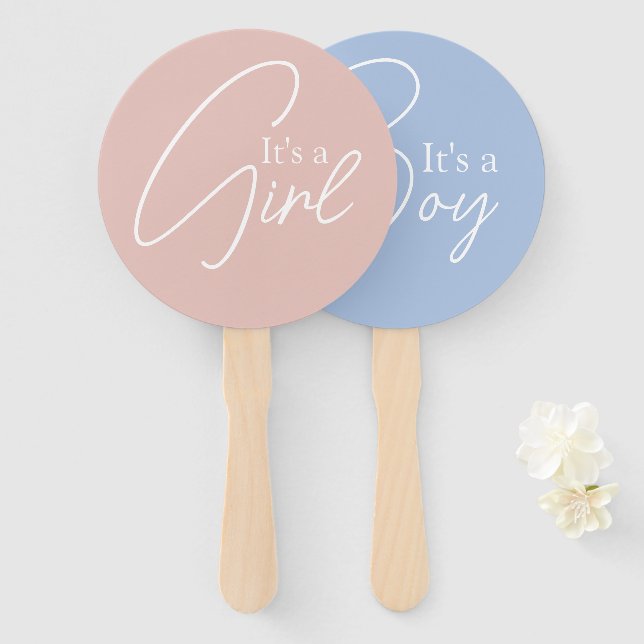 It's a Boy It's a Girl Gender Reveal Game Vote Hand Fan (Front and Back)