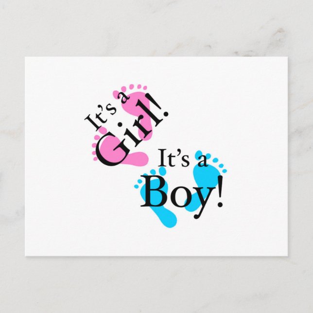 It's a Boy It's a Girl - Newborn Baby Announcement Postcard (Front)