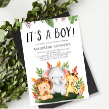 It's a Boy Jungle Safari Animal Baby Shower