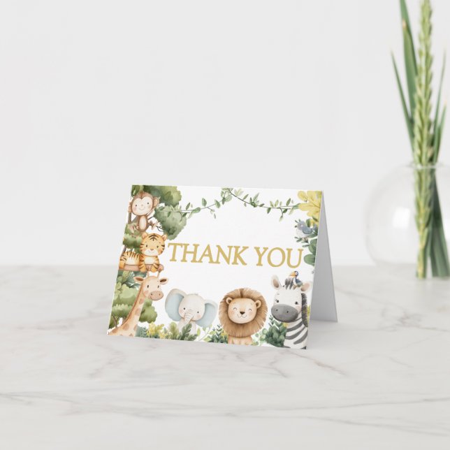 It's a Boy Jungle Safari Animal Baby Shower Thank You Card (Front)