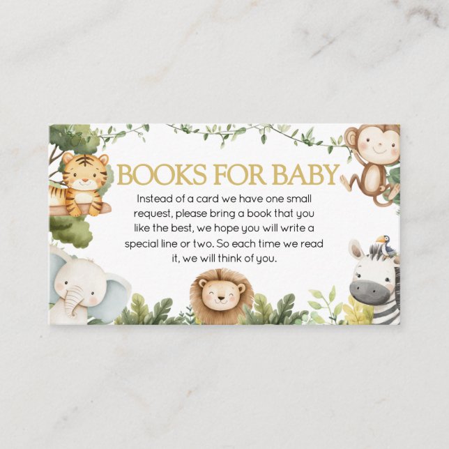 It's a Boy Jungle Safari Animal Books for Baby Enclosure Card (Front)