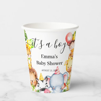 It's a Boy Jungle Safari Animals Baby Shower Paper Cups