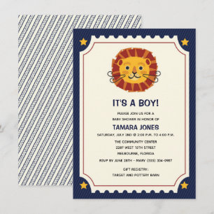 It's a Boy Jungle Safari Lion Baby Shower Invitation