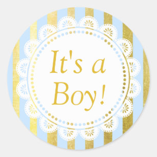 Its a Boy!l, Blue and Gold Baby Sticker