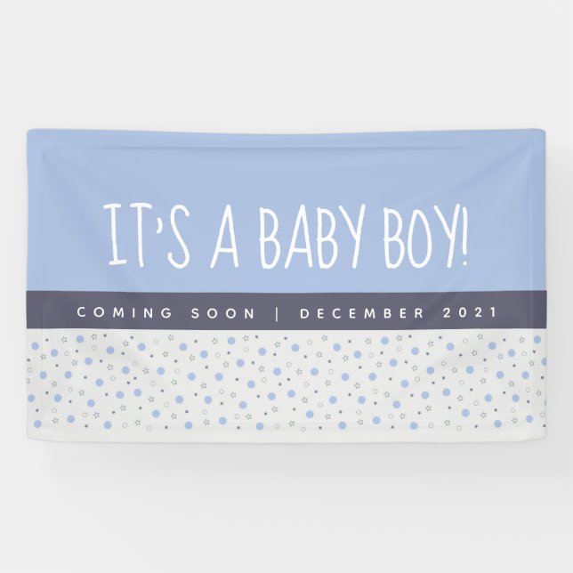 It's a Boy Light Blue Baby Gender Reveal  Banner (Horizontal)