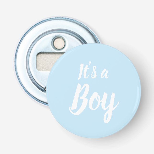 It's a Boy, light blue baby shower gender reveal Bottle Opener (Front)