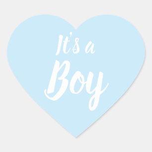 It's a Boy, light blue baby shower, gender reveal Heart Sticker