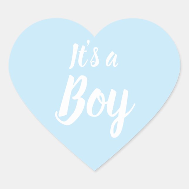 It's a Boy, light blue baby shower, gender reveal Heart Sticker (Front)