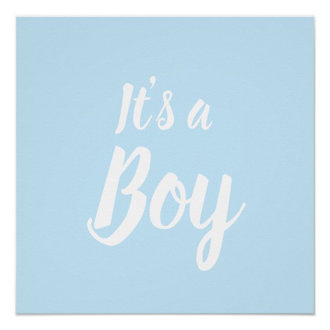 It's a Boy, light blue baby shower, gender reveal Poster (Front)