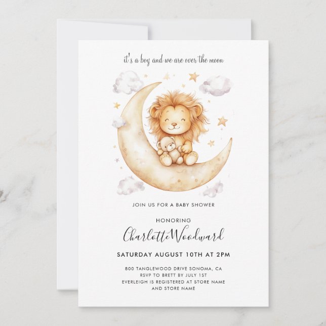 It's A Boy Lion Cub Baby Shower Invitation (Front)