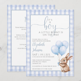 Its A Boy Little Bunny Blue Baby Shower All In One Invitation